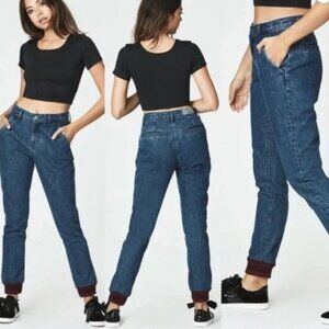 Carmar Aliena Athletic Jogger Blue Jeans - Red Stripe Elastic Band Ankle Size 28